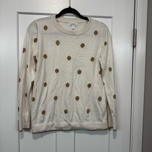 Market & Spruce Cream and Gold Crew Neck Sweater